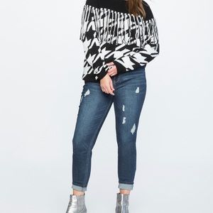 ELOQUII NWT Houndstooth Fringe Sweater Size 22/24